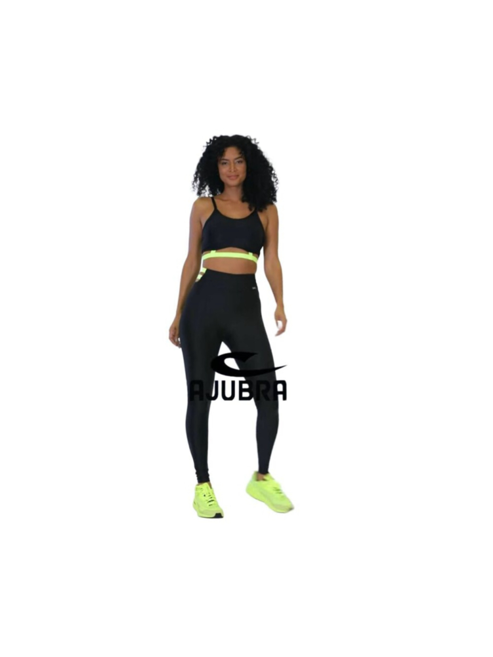 Cajubrasil Size S Black And Lime Green Cage Strap Sports Bra New